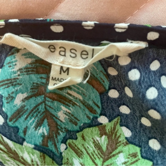 Easel Floral Print Polka Dot V Neck Tunic Top 3/4 Sleeve Oversized Sz Medium - Picture 11 of 13